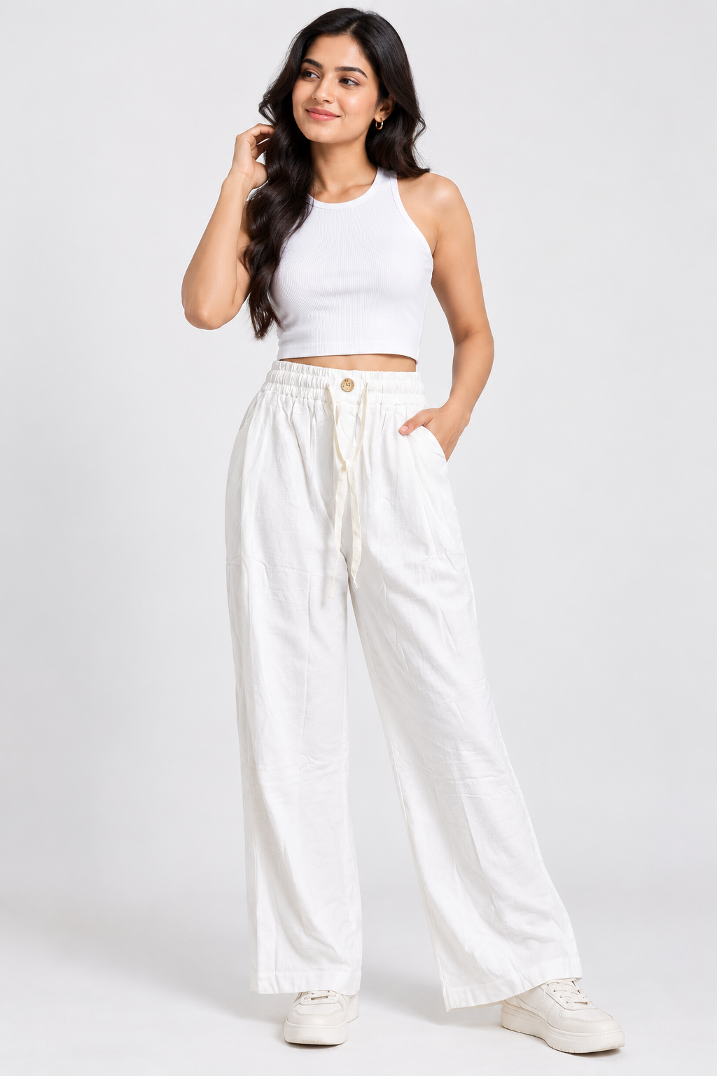 Premium Imported Pure Cotton Women’s Wide-Leg Pants | Relaxed Fit Casual Trousers
