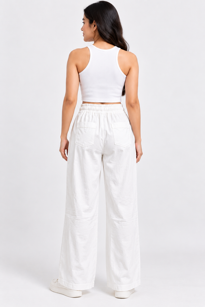 Premium Imported Pure Cotton Women’s Wide-Leg Pants | Relaxed Fit Casual Trousers