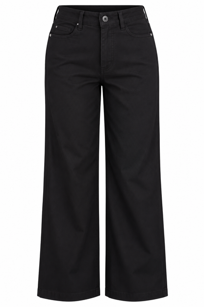 Women's High-Waisted Black Wide-Leg Jeans | Stretch Denim Casual Trousers