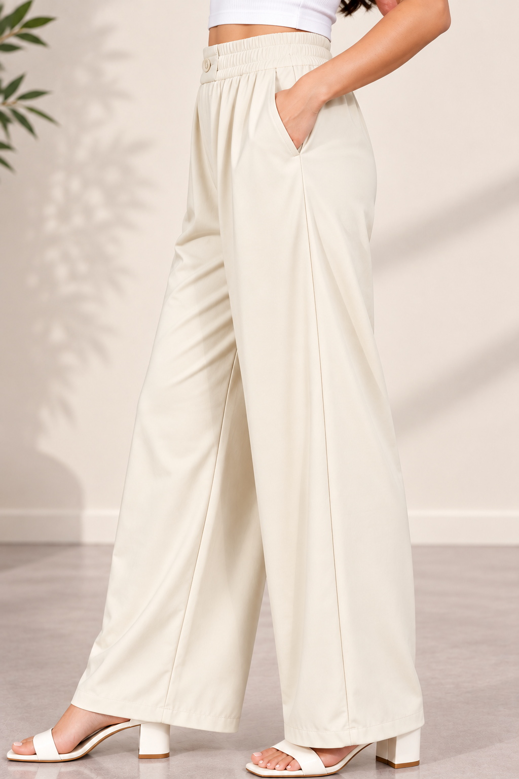 Women’s Premium Wide Leg Pants | Relaxed Fit Synthetic Trousers |  Casual Trousers