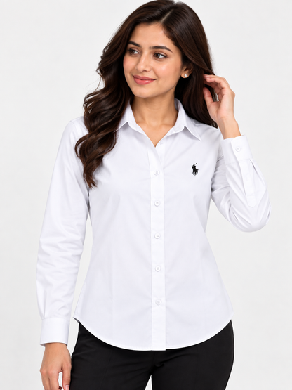 Women’s Classic Long Sleeve Button-Down Shirt | Elegant Cotton Casual Shirt – 4 Colors