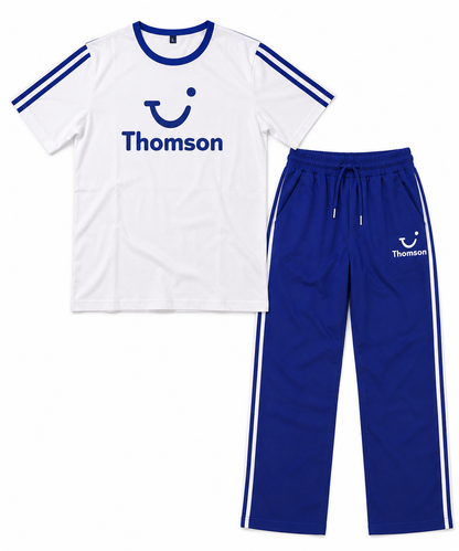 Women’s Premium Imported Cotton Sports Tracksuit Set | Free Size Blue & White T-Shirt with Track Pants | 2 Piece Activewear Set