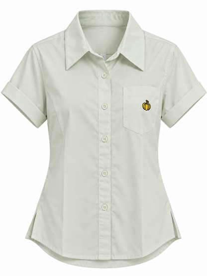 Women’s Pink Short Sleeve Button Down Shirt – Korean-Inspired Casual Shirt